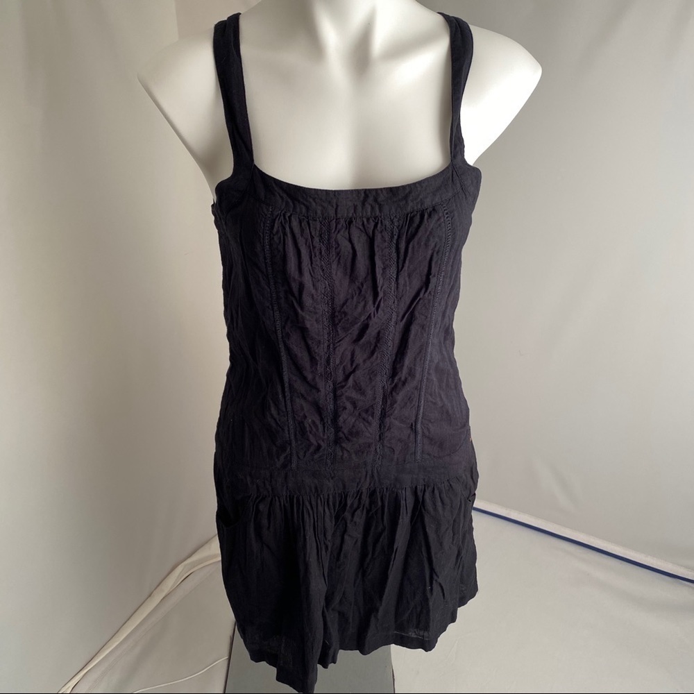 Roxy black drop waist cotton dress with pockets M
